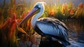 Realistic Pelican By The Water: Emotive Hyper-detailed Art