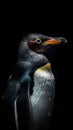 Realistic Penguin on Dark Background AI Generated