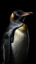 Realistic Penguin on Dark Background AI Generated