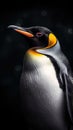 Realistic Penguin on Dark Background. Generative AI