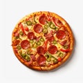 Realistic Pepperoni And Jalapeno Pizza On White Background Royalty Free Stock Photo