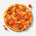 Realistic Pepperoni Pizza On White Background - Vicente Romero Redondo Style Royalty Free Stock Photo