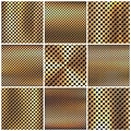 Realistic perforated brushed metal textures set. Polished stainless steel background. Vector illustration.