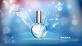 Realistic Perfume Glass Bottle Under Water Splash Advertising Royalty Free Stock Photo