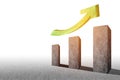 Realistic perspective rising up bar chart. Trend graph for financial and economy report. Business marketing and Successful concept