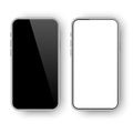 Realistic phones black screen. Smartphone icon. Mockup display. Vector illustration. Royalty Free Stock Photo