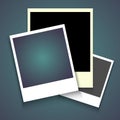 Realistic photo frame with shadow on blueisolated background, Empty photography snapshot template with adhesive tape Royalty Free Stock Photo