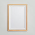 Realistic Photo Frame Vector. 3d Empty Wood Blank Picture Frame, Hanging On White Wall From The Front. Vintage style. Retro Photo Royalty Free Stock Photo