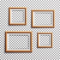 Realistic Photo Frame Vector. Set Square, A3, A4 Sizes Light Wood Blank Picture Frame, Hanging On Transparent Background From The Royalty Free Stock Photo