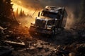 Realistic Photo of Truck Crash Damage. Ai