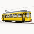 Realistic Photograph Of Lisbon Yellow Train - Side View