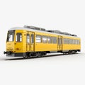 Realistic Photograph Of Lisbon Yellow Train - Side View