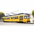 Realistic Photograph Of Lisbon Yellow Train - Side View