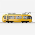 Realistic Photograph Of Lisbon Yellow Train - Side View