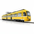 Realistic Photograph Of Lisbon Yellow Train - Side View