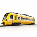 Realistic Photograph Of Lisbon Yellow Train - Side View