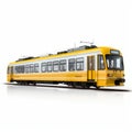 Realistic Photograph Of Lisbon Yellow Train - Side View