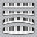 Realistic piano keys collection. Musical instrument keyboard on checkered background. Vector illustration.