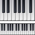 Realistic piano keys. Realistic detailed shaded piano keyboard seamless. Music instrument top view.