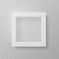 Realistic picture frame front view. Square empty 3d mockup. Vector white poster Royalty Free Stock Photo