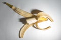 Realistic picture of half eaten banana
