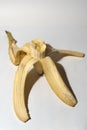 Realistic picture of half eaten banana