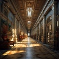 A realistic pictures of a hallway of a building in a renaissance era AI generative Royalty Free Stock Photo