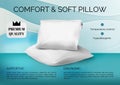 Realistic pillow. Comfort and soft 3D cushion. Premium quality. Bedroom accessory. Comfortable hypoallergenic orthopedic