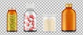 Realistic pills bottles vector. Drugs, medications collection isolated on transparent background