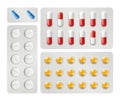 Realistic pills packing vector. Medications, drugs, vitamins isolated on white background