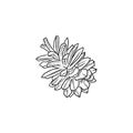 Realistic pine cone in black isolated on white background. Hand drawn vector sketch illustration in doodle outline vintage Royalty Free Stock Photo