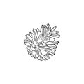 Realistic pine cone in black isolated on white background. Hand drawn vector sketch illustration in doodle outline vintage Royalty Free Stock Photo