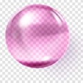 Realistic pink glass ball. Transparent pink sphere Royalty Free Stock Photo