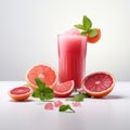 Realistic Pink Grapefruit Juice With Mint Garnish Royalty Free Stock Photo