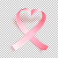 Realistic pink ribbon. Symbol of world breast canser awareness month in october. Vector illustration. Royalty Free Stock Photo