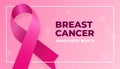 Realistic pink ribbon for Breast Cancer awareness month poster background concept design Royalty Free Stock Photo