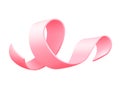 Realistic pink ribbon isolated over white background. Symbol of breast cancer awareness month in october. Vector Royalty Free Stock Photo