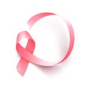 Realistic pink ribbon. Symbol of breast cancer awareness month in october. Royalty Free Stock Photo