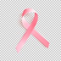 Realistic pink ribbon. Symbol of world breast canser awareness month in october. Vector illustration. Royalty Free Stock Photo