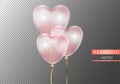 Realistic pink transparent balloons heart shape on transparent background Royalty Free Stock Photo