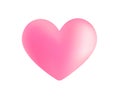 Realistic pink vector valentine heart in 3d style with glare on white background. Vector illustration Royalty Free Stock Photo