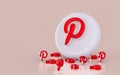 Realistic pinterest sign icon on the white glossy background 3d render concpet