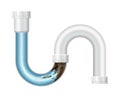Realistic pipe with clogged drain canalization. Cleaning clogged piping waterway realistic element
