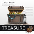 Realistic Pirate Treasures Poster Royalty Free Stock Photo