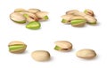 Realistic pistachio. 3D natural organic vegan nut macro graphic template for food packages and advertising. Isolated healthy nutty