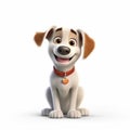Realistic Pixar-style Dog On White Background In 8k Uhd