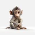 Realistic Pixar-style Monkey On White Background In 8k Uhd