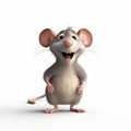 Realistic Pixar-style Rat On White Background In 8k Uhd