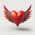 Realistic Pixar Style Heart With Wings