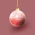 Realistic pixel-style 3D Christmas Ball for christmas ornament